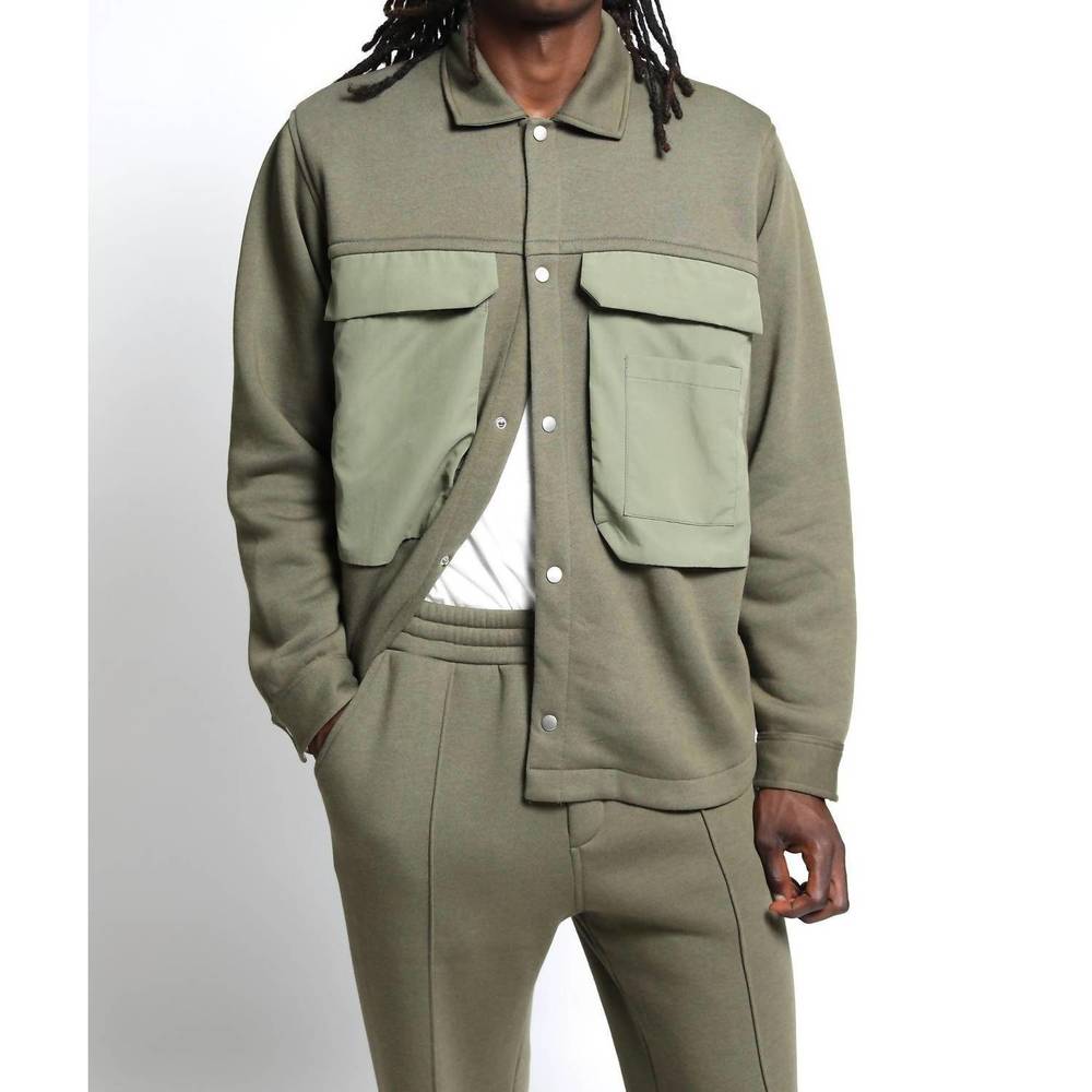 NEW TWENTY MONTREAL sunnyside brushed terry shacket in army